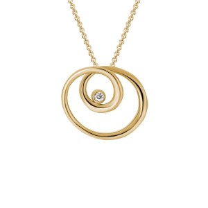 14kt Yellow Gold Diamond-accented Swirl Pendant Necklace