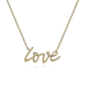 Gabriel & Co, 14kt Yellow Gold "Love" Necklace