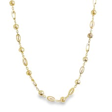 Estate 14kt Yellow Gold Alternating Round And Elongated Fancy Link Necklace