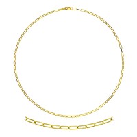 14kt Yellow Gold 16" 2.4mm Diamond Cut Flat Oval Link Necklace