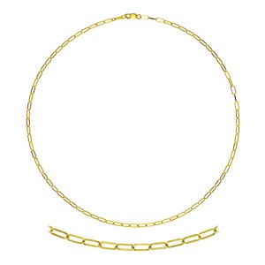 14kt Yellow Gold 16" 2.4mm Diamond Cut Flat Oval Link Necklace