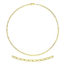 14kt Yellow Gold 18" 2.4mm Diamond Cut Flat Oval Link Necklace