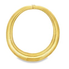 Estate 18kt Yellow Gold Tapered Gooseneck Necklace By Herco Estate 18kt Yellow Gold Tapered Gooseneck Necklace By Herco