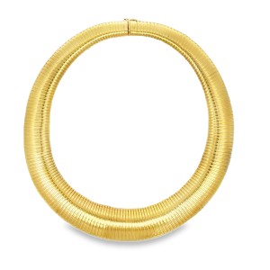 Estate 18kt Yellow Gold Tapered Gooseneck Necklace By Herco