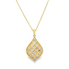 Estate 14kt Yellow And White Gold Diamond Cut Pendant Necklace