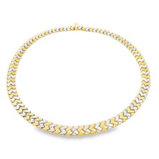 Estate 14kt Two-tone Gold Chevron Collar Necklace
