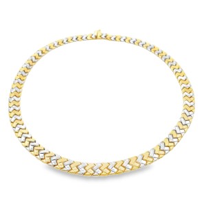 Estate 14kt Two-tone Gold Chevron Collar Necklace