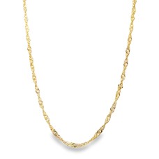 Estate 14kt Yellow Gold 24" 1.8mm Singapore Link Chain Necklace