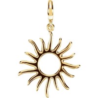14kt Yellow Gold Petite Sun Charm/pendant With Hinged Bail