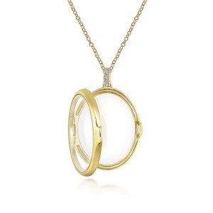 Gabriel & Co. 14kt Yellow Gold Oval Glass-front Locket Necklace