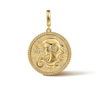 Gabriel & Co. 14kt Yellow Gold Diamond-accented Virgo Zodiac Disc Pendant