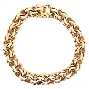 Estate 14kt Yellow 7.5" Gold Double Link Charm Bracelet