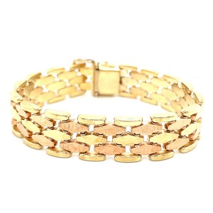 Estate 14kt Yellow And Rose Gold Panther Link Bracelet