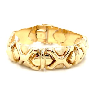 Estate 14kt Yellow Gold Wide Textured Bracelet