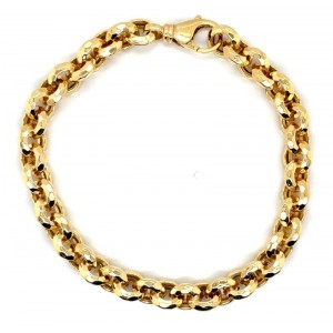 Estate 14kt Yellow Gold 8" Diamond Cut Rolo Link Bracelet
