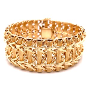 Estate 14kt Yellow Gold Railroad Link Bracelet