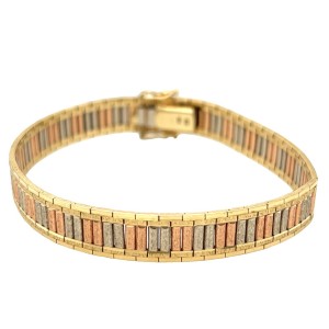 Estate 14kt Tri-color Gold Flat Bracelet