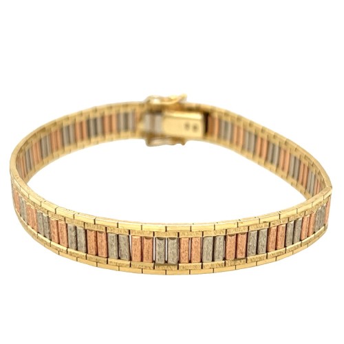 14K Tri-Color Stretch Mesh Three Intertwined Bangle Bracelets | Crestwood  Jewelers