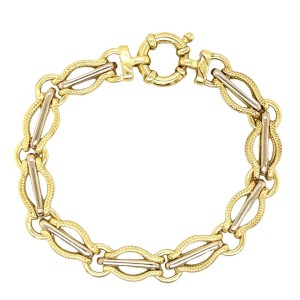 Estate 14kt Two-tone Gold Fancy Link Bracelet