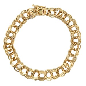 Estate 14kt Yellow Gold Triple Link Charm Bracelet