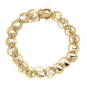 Estate 14kt Yellow Gold Heart Link Charm Bracelet