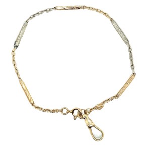 Estate 14kt Two-tone Fancy Link Bracelet With Fob