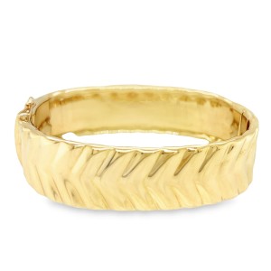 Estate 14kt Yellow Gold Chevron Bangle Bracelet