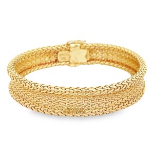 Estate 14kt Yellow Gold Concave Wheat Bracelet Enhancer