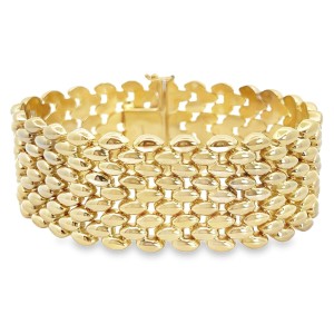 Estate 14kt Yellow Gold Wide Panther Link Bracele