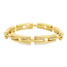 Estate 18kt Yellow Gold Polished And Satin Finish Link Bracelet.