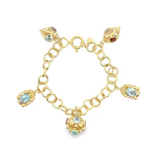 Estate 18kt Yellow Gold Fob Charm Bracelet