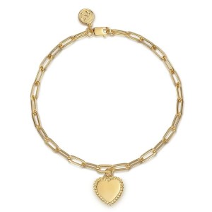 Gabriel & Co. 14kt Yellow Gold "Bujukan" Heart Charm Bracelet