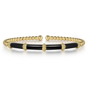 Gabriel & Co. 14kt Yellow Gold And  Black Enamel "Bujukan" Cuff Bracelet