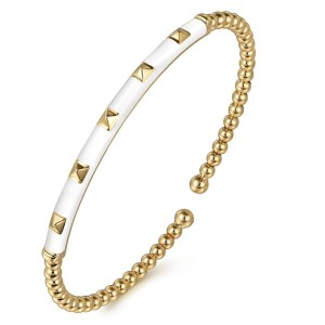 Gabriel & Co. 14kt Yellow Gold And White Enamel "Bujukan" Cuff Bracelet