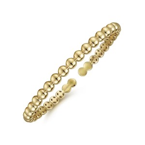 Gabriel & Co 14k Yellow Gold "Bujukan" Beaded Cuff Bangle Bracelet