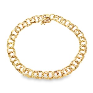 Estate 14kt Yellow Gold 6.5mm Double-loop Charm Bracelet