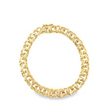 Estate 14kt Yellow Gold 7.5mm Double Link Charm Bracele