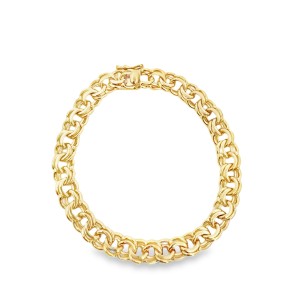 Estate 14kt Yellow Gold 7.5mm Double Link Charm Bracele