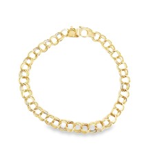 Estate 14kt Yellow Gold Double Link Charm Bracelet