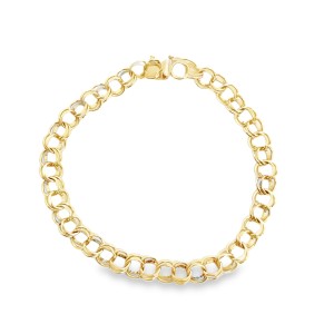 Estate 14kt Yellow Gold Double Link Charm Bracelet
