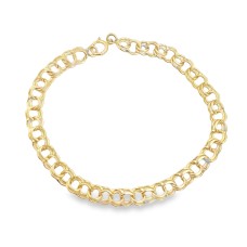 Estate 14kt Yellow Gold Double Circle Charm Bracelet