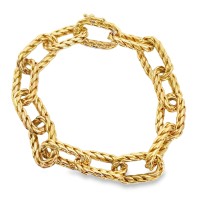Estate 18kt Yellow Gold Twisted Gold Link Bracelet