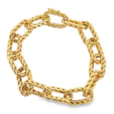 Estate 18kt Yellow Gold Twisted Gold Link Bracelet