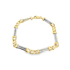 Estate 14kt Two-tone Gold Link Bracele Estate 14kt Two-tone Gold Link Bracele