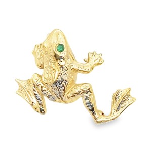 Estate 14kt Yellow Gold Jumping Frog Pin