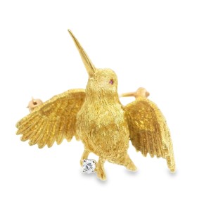 Estate 18kt Yellow Gold Snipe Pin