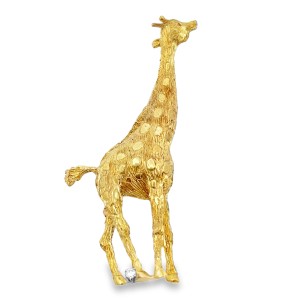 Estate Mid-Century 18kt Yellow Gold Giraffe Brooch