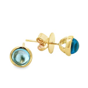 Estate 9kt Yellow Gold Blue Topaz Stud Earrings