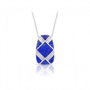 Belle Etoile Sterling Silver And Lapis Inlay "Echelon" Pendant