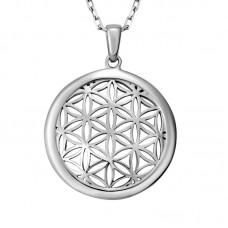 Sterling Silver "Flower Of Life" Circle Pendant Necklace